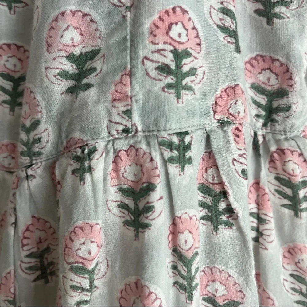 Marea by Liz Joy Veranda Floral Tier Tassel Tie Block Print Midi Maxi Dress
